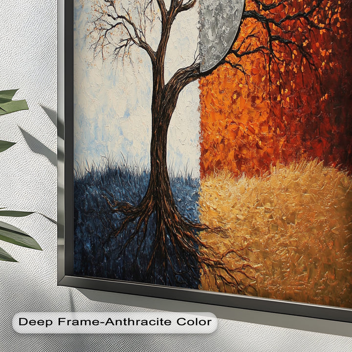 Duality of Seasons – Abstract Tree Oil Painting