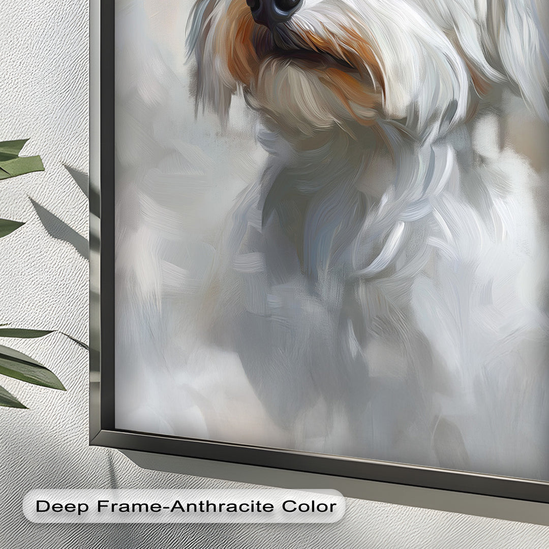 Snowy Gaze – White Maltese Portrait Animal Oil Painting