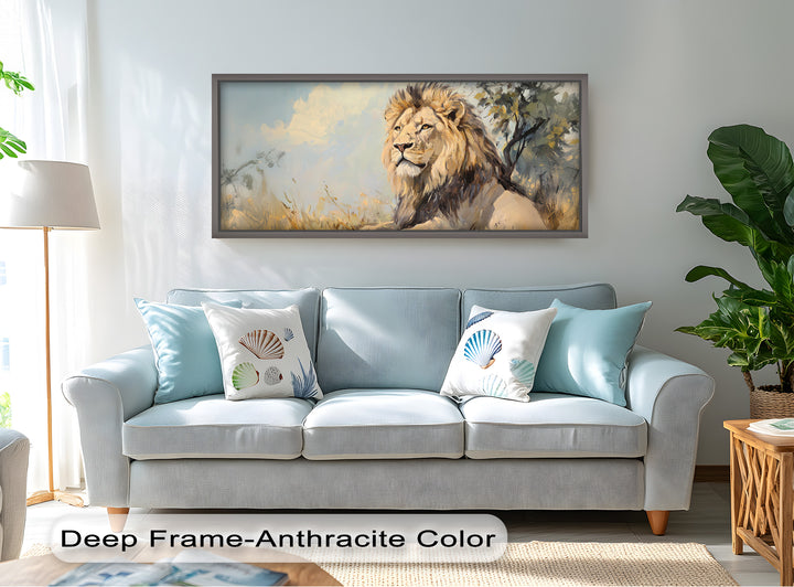 Lion Beneath African Sky - Animal Oil Painting