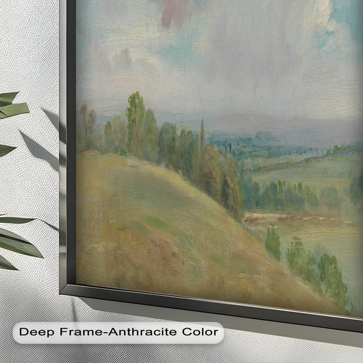 Vintage Landscape Framed Art – Rolling Hills Oil Painting