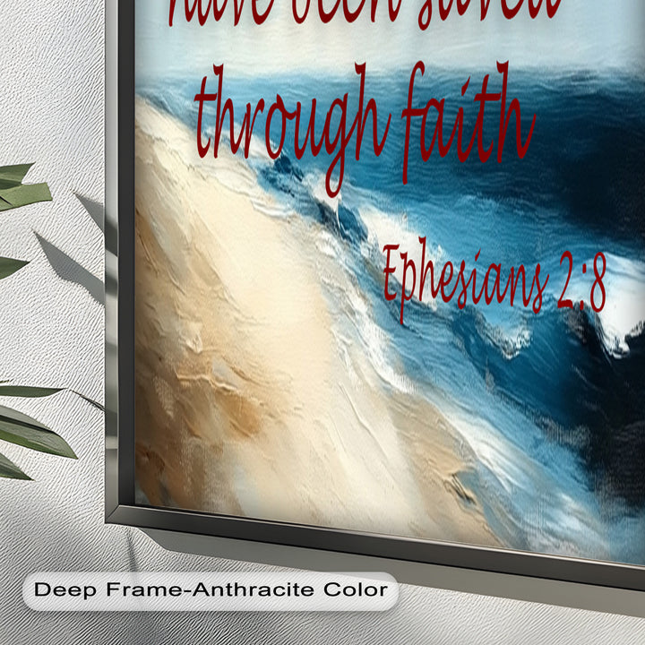 Ephesians 2:8 – Grace Through Faith Bible Verse Oil Painting