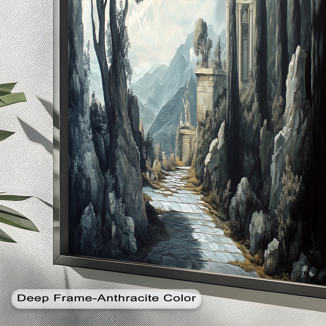 Ancient Pathway to the Temple – Dramatic Classical Landscape Oil Painting