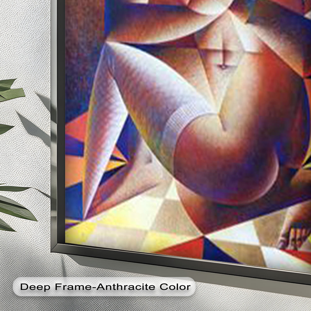 Entwined Forms – Abstract Lovers in Geometric Harmony Picasso Oil Painting