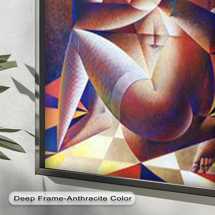 Entwined Forms – Abstract Lovers in Geometric Harmony Picasso Oil Painting