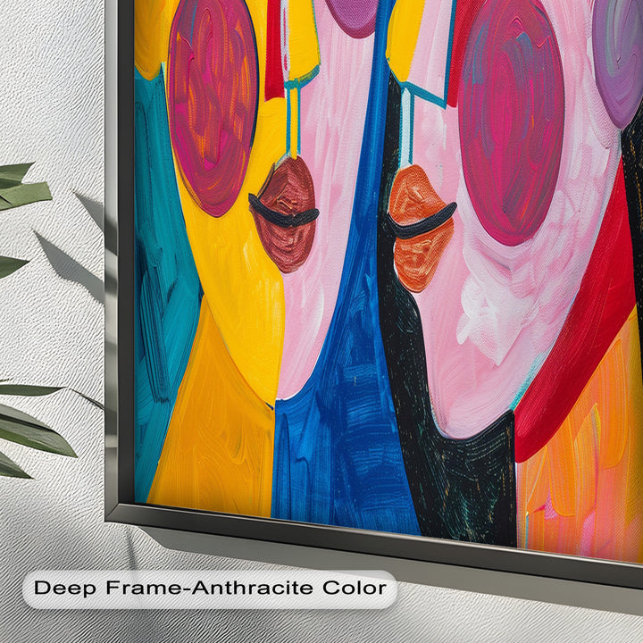 Unified Gaze – Vibrant Dual Portrait Picasso Oil Painting