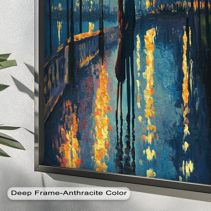Moonlit Reflections – Eiffel Tower Romance Love Oil Painting