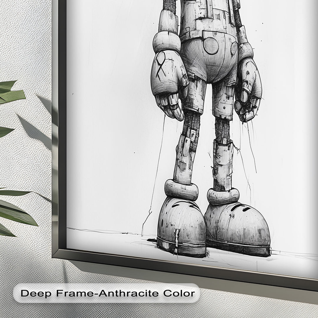Timber Companion – Monochrome KAWS Oil Painting