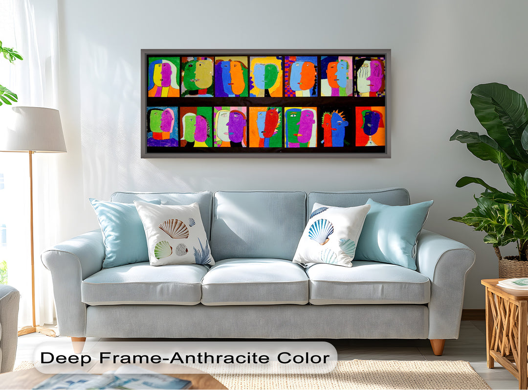 Pop Cubist Faces Wall Art – Abstract Oil Painting