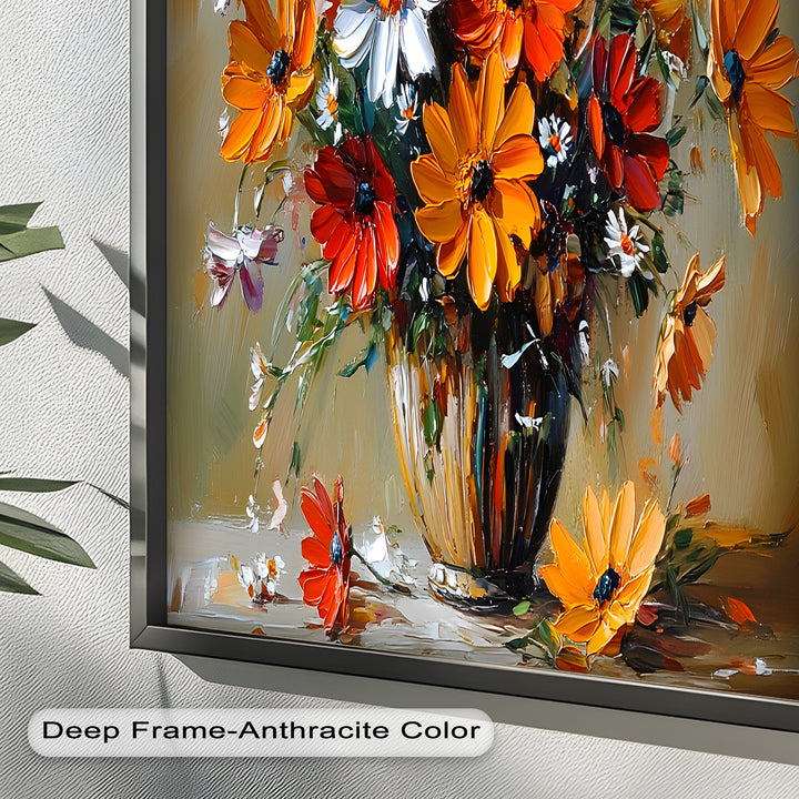 Orange & White Flowers – Botanical Oil Painting