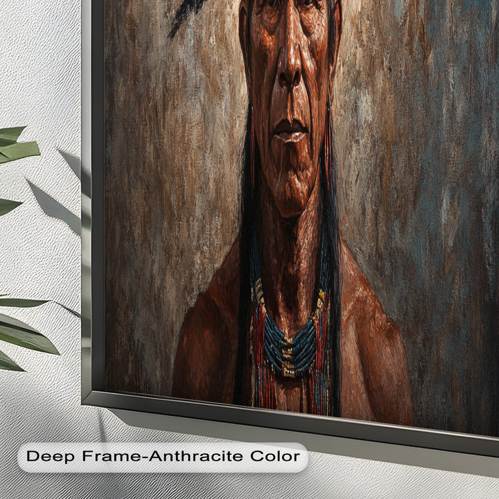 Echo of the Ancestors – Native Warrior Portrait Oil Painting