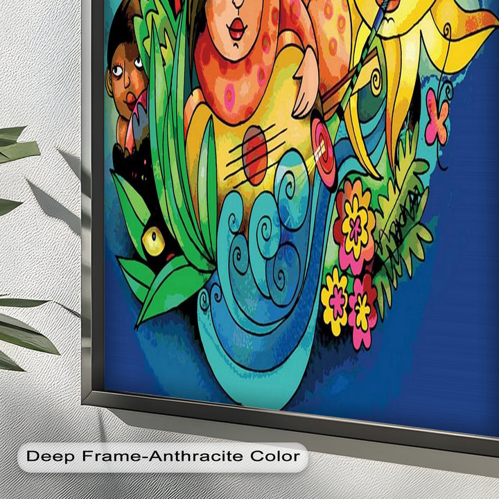 Colorful Surreal Art Print – Sunshine Framed Oil Painting