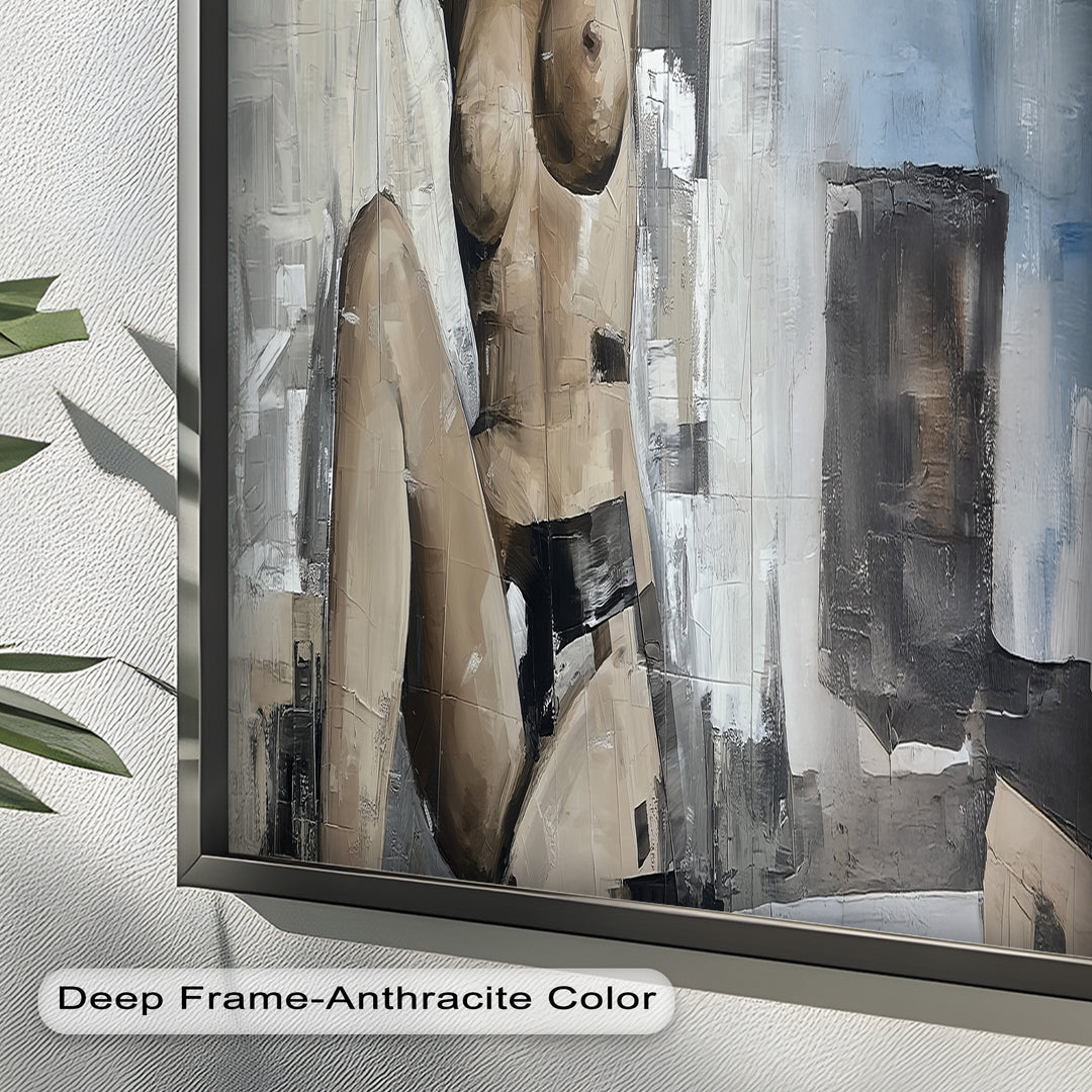 Urban Solitude – Contemporary Nude Oil Painting in Monochrome Hues