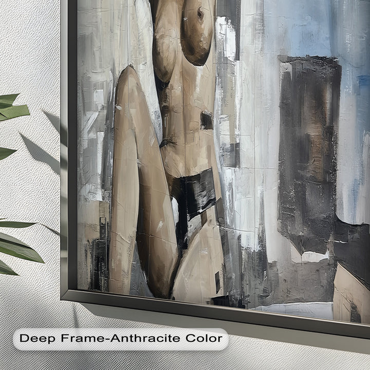 Urban Solitude – Contemporary Nude Oil Painting in Monochrome Hues
