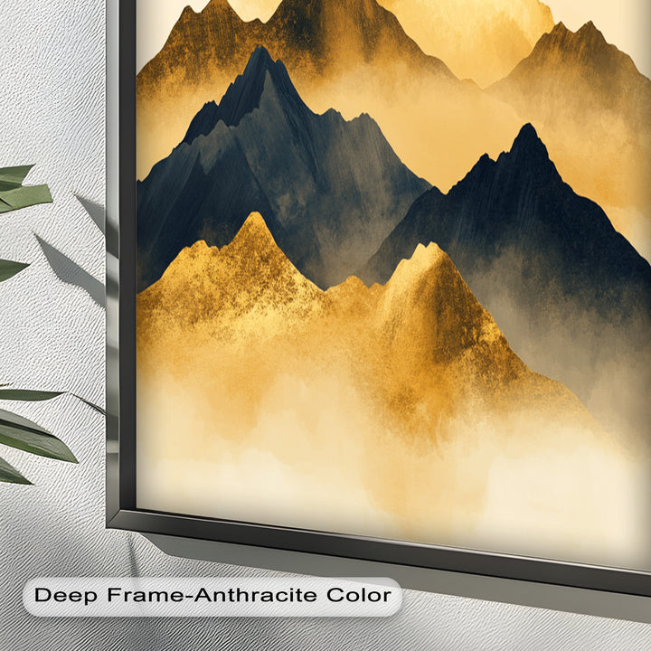 Gold &amp; Black Mountains – Modernes Ölgemälde