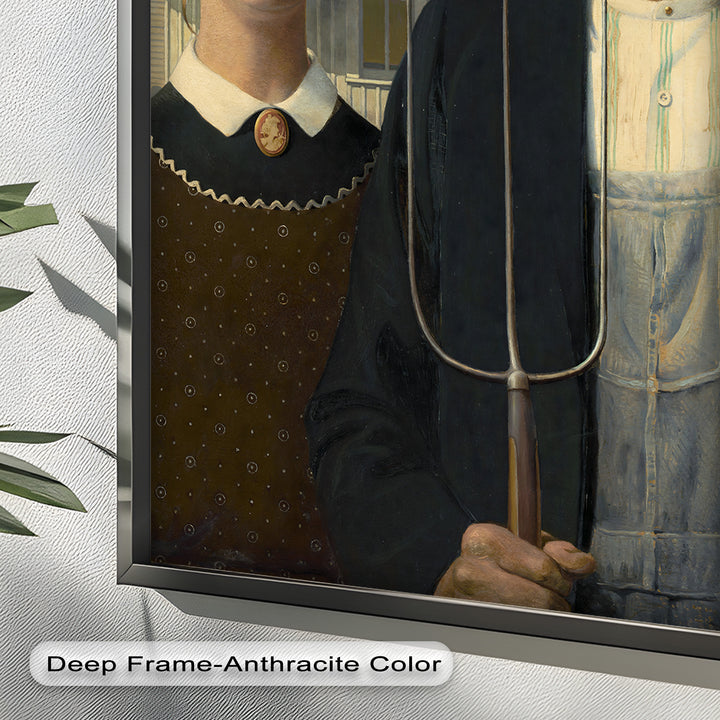 American Gothic – Ikonisches Porträt des Mittleren Westens, historisches Ölgemälde