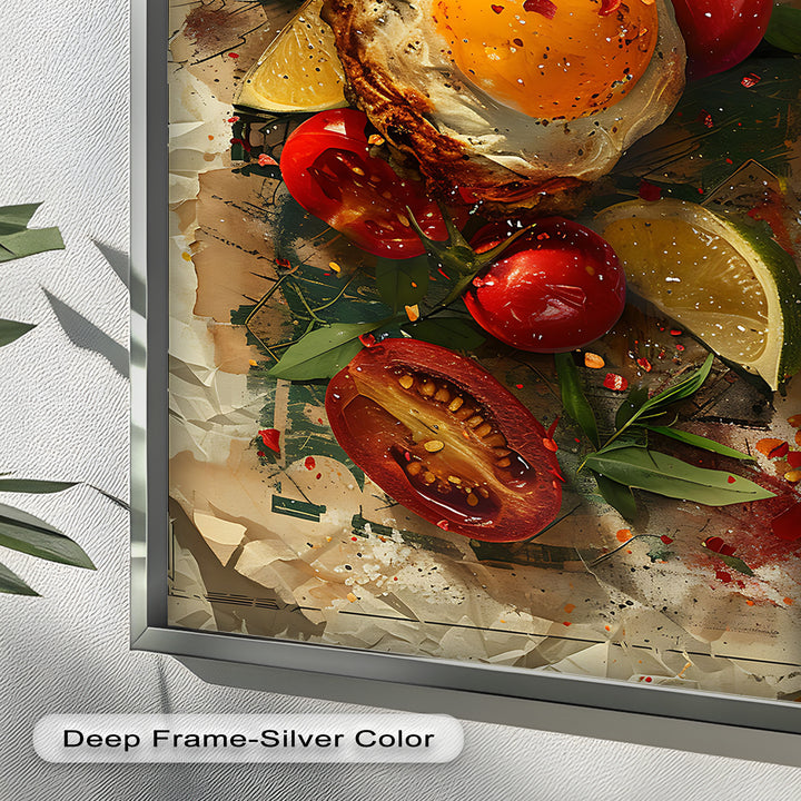 Spiegelei und Brathähnchen mit Kräutern - Food Painting