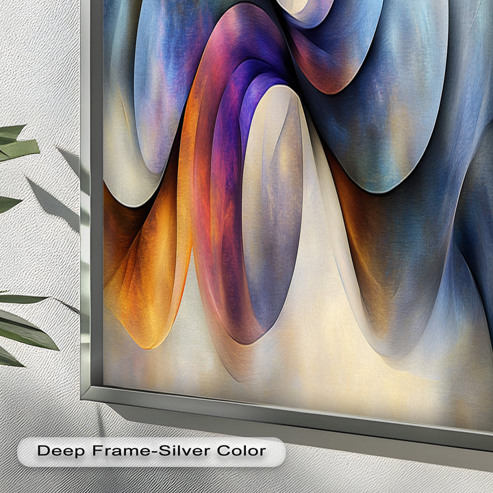 Colorful contemporary wall art featuring luminous waves of color.
