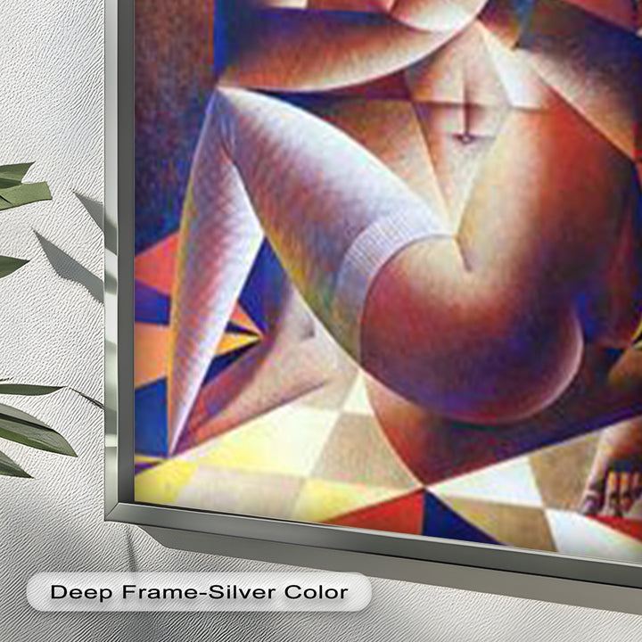 Entwined Forms – Abstract Lovers in Geometric Harmony Picasso Oil Painting