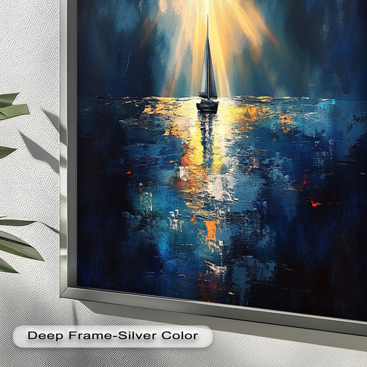 Radiant Horizon – Sailboat at Sunset Oil Painting