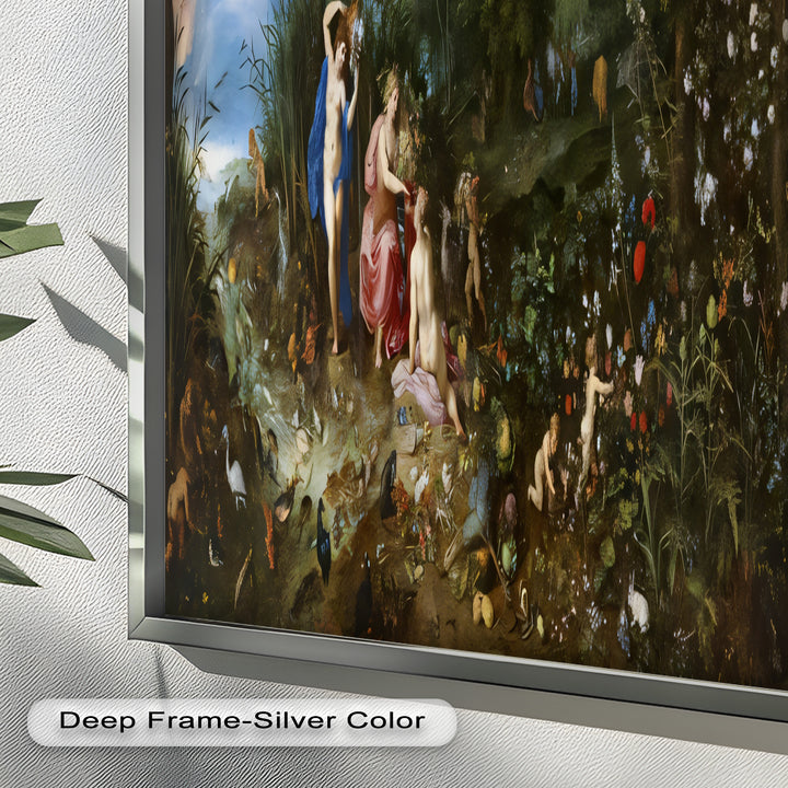 The Garden of Earthly Light – Mythological Forest Scene Oil Painting