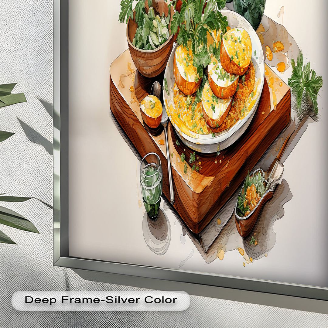Golden Herb Delight – Rustic Food Still Life Painting