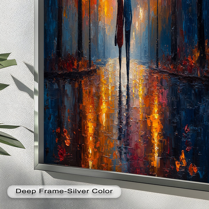 Romantic Walk Under Fiery Trees - Love Oil Painting