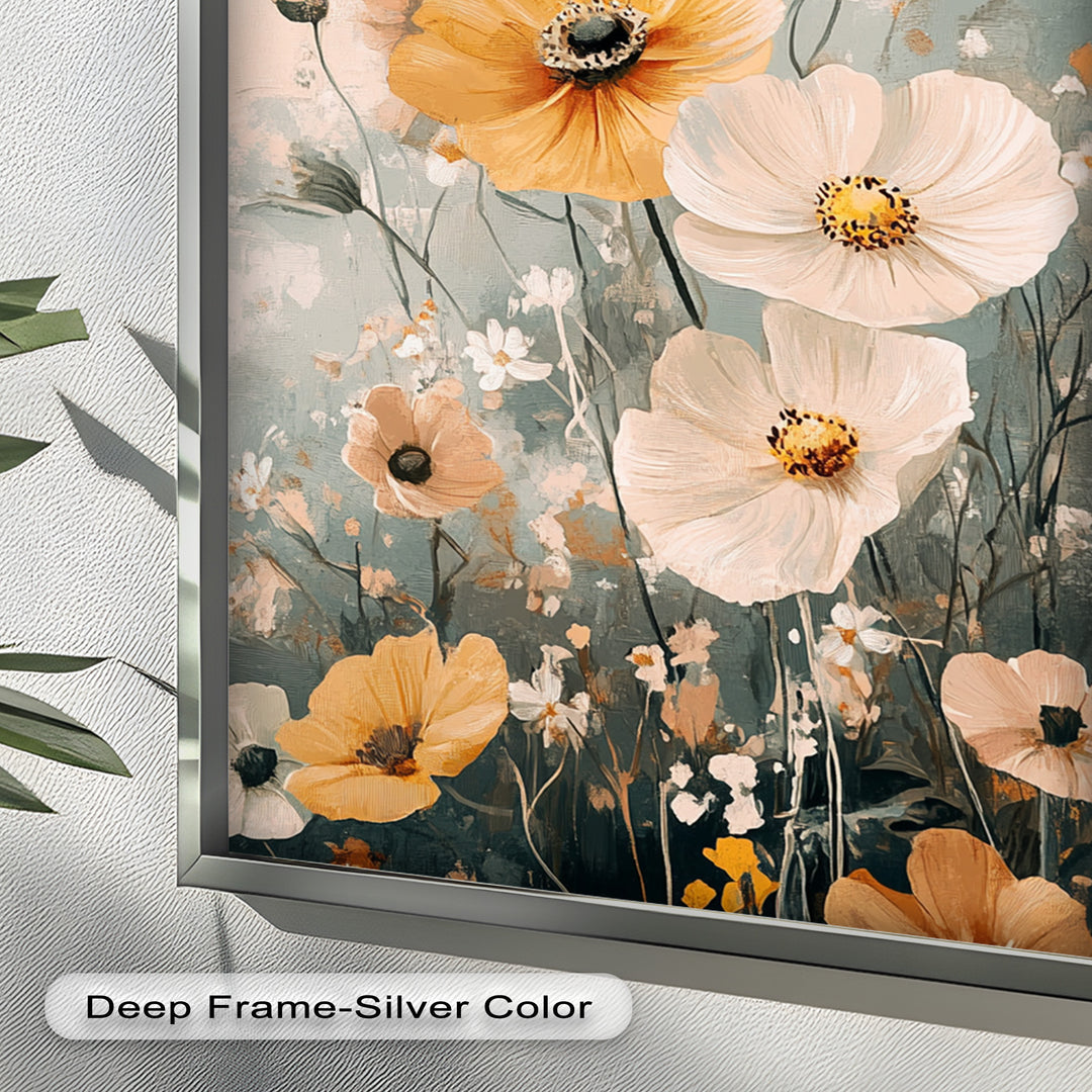 Golden Meadow Bloom - Boho Oil Painting
