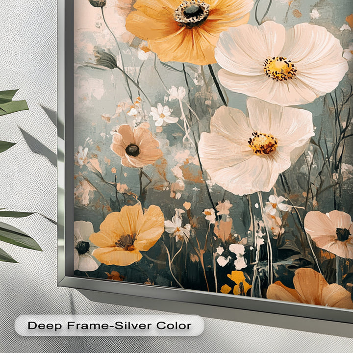 Golden Meadow Bloom - Boho Oil Painting