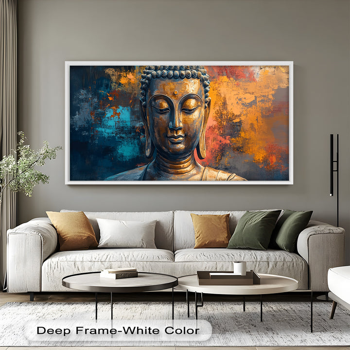 Golden Buddha Wall Art – Colorful Oil Painting