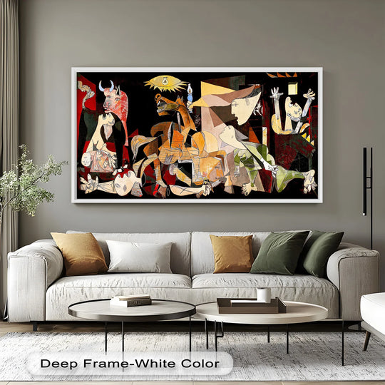 Dominant black and red hues define this fragmented reflection Picasso-style oil painting wall art, showcasing abstract portrait features with emotional depth.