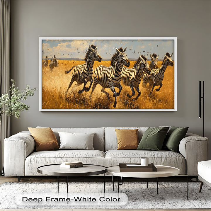 Thundering Zebra Herd – Wild Safari Oil Painting