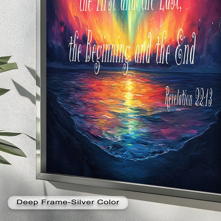 Revelation 22:13 – Alpha & Omega Bible Verse Oil Painting