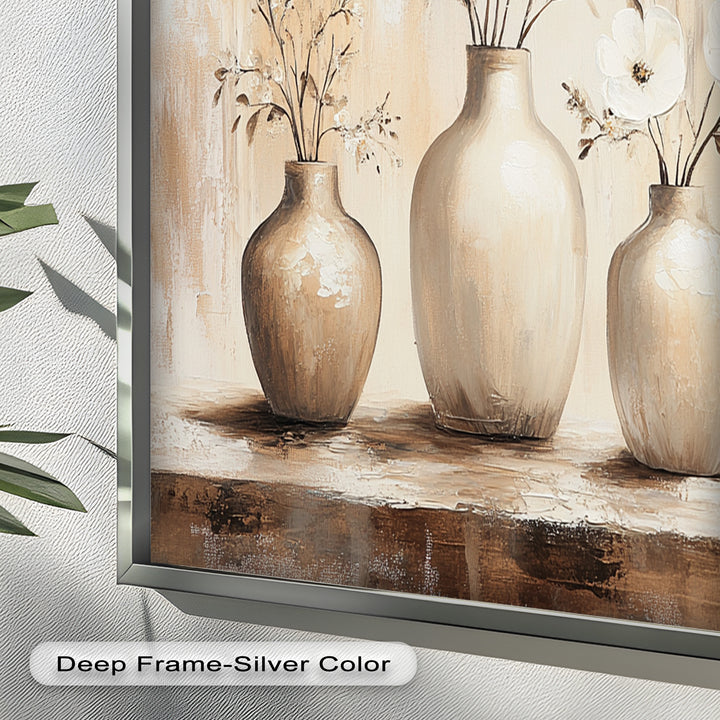 Serenity in Neutral Tones – White Floral Still Life Oil Painting