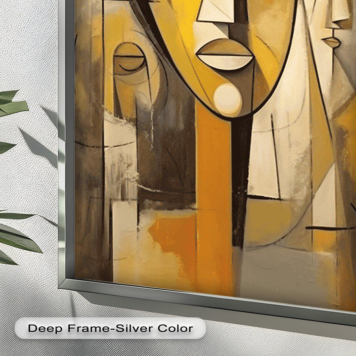 Amber Contours – Abstract Portrait Series in Picasso Oil Painting