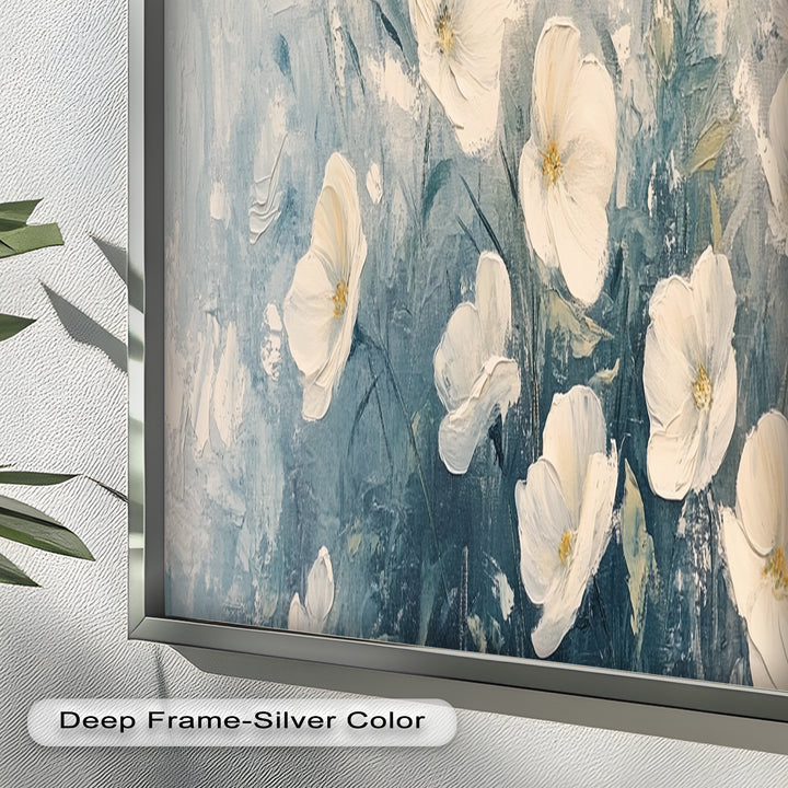 White Wildflower Art – Elegant Floral Oil Painting