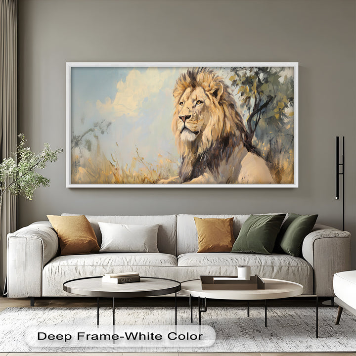 Lion Beneath African Sky - Animal Oil Painting