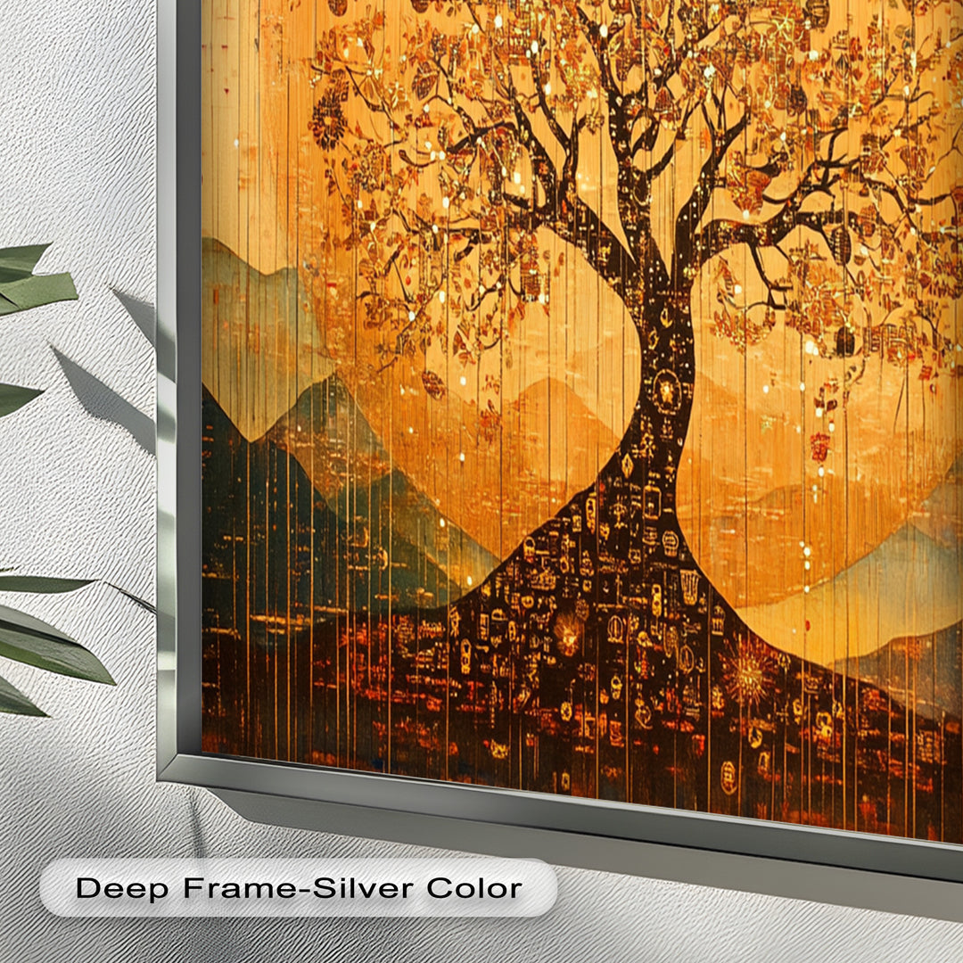 Tree of Light – Radiant Abstract Golden Tree Oil Painting