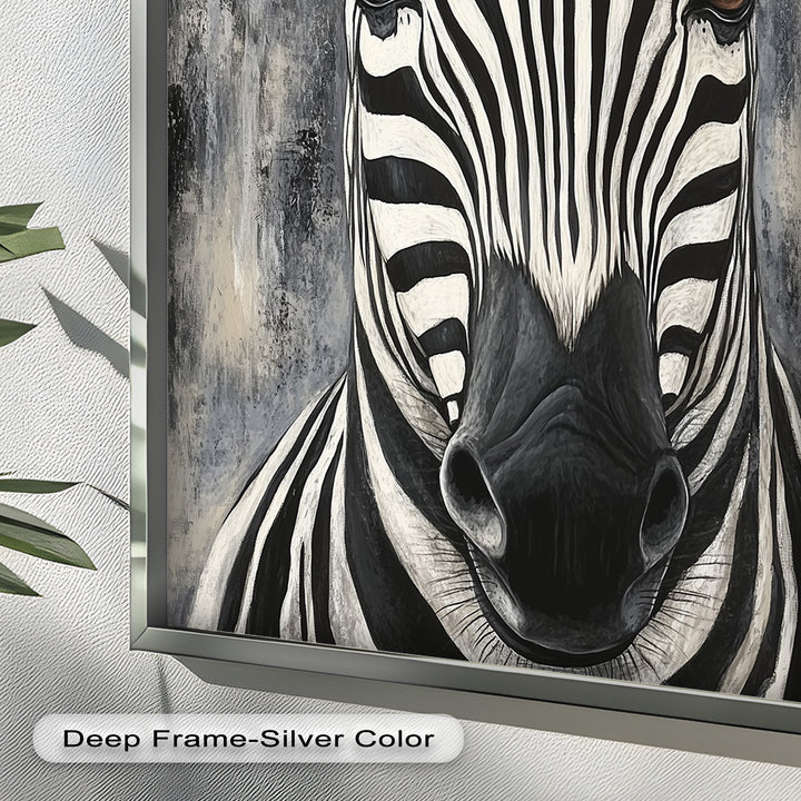 Zebra Portrait – Bold Black and White Animal Oil Painting