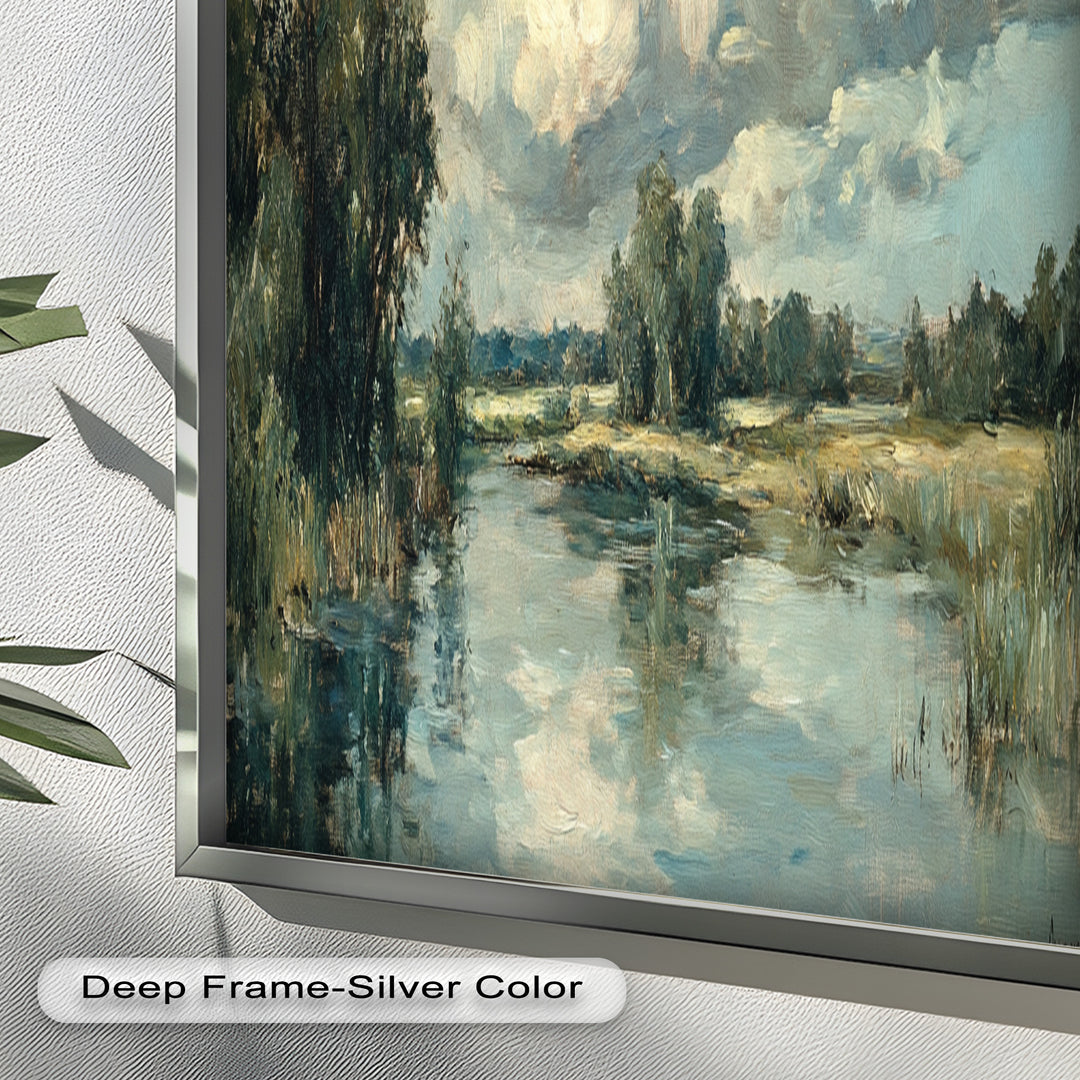 Golden Field & Mountain Horizon – Landscape Oil Painting