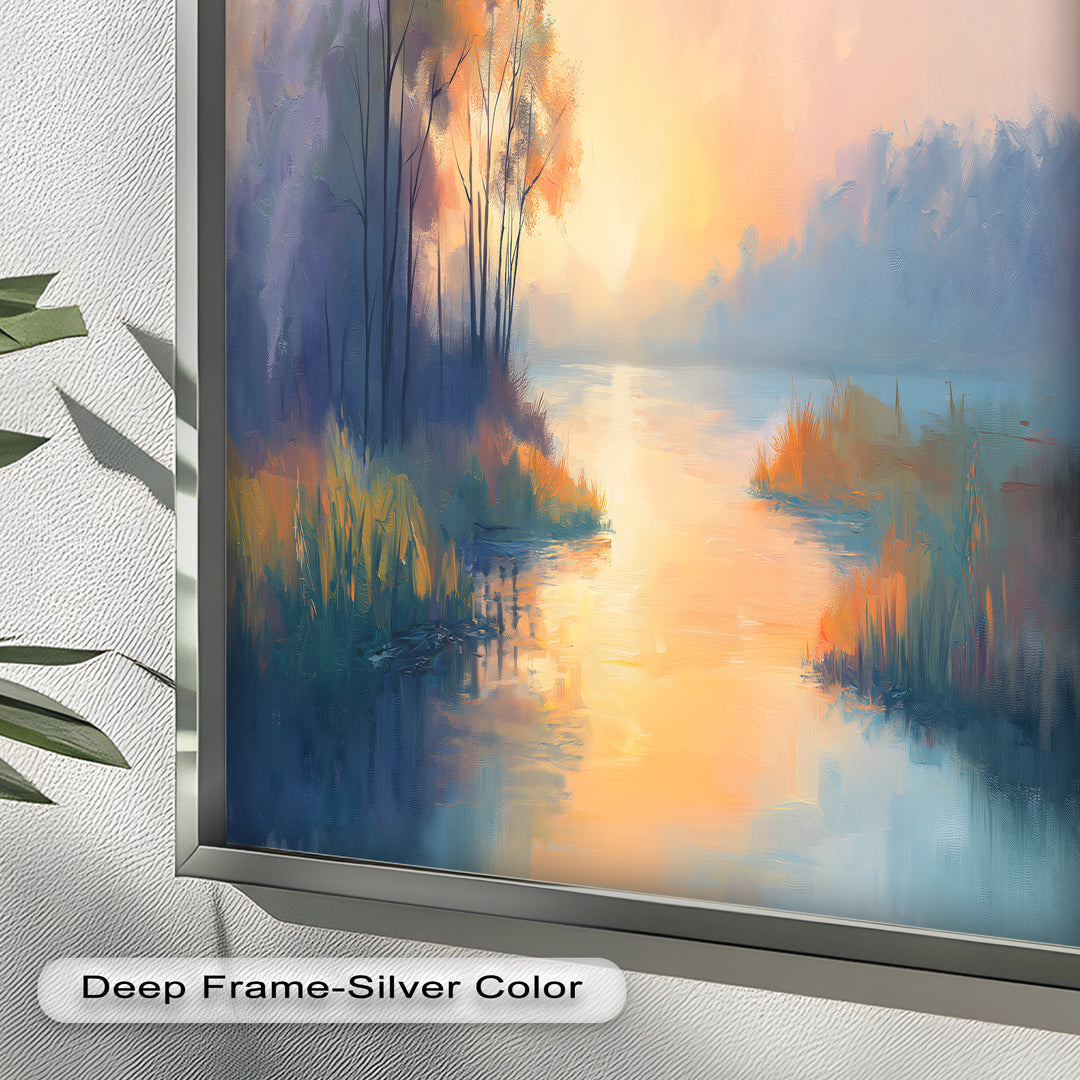 Sunrise on a Cold Morning – Framed Landscape Oil Painting