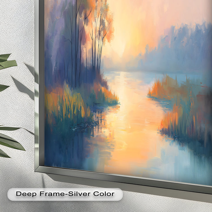 Sunrise on a Cold Morning – Framed Landscape Oil Painting