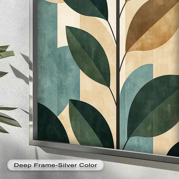 Geometric Botanical – Mid-Century Modern Leaf Oil Painting