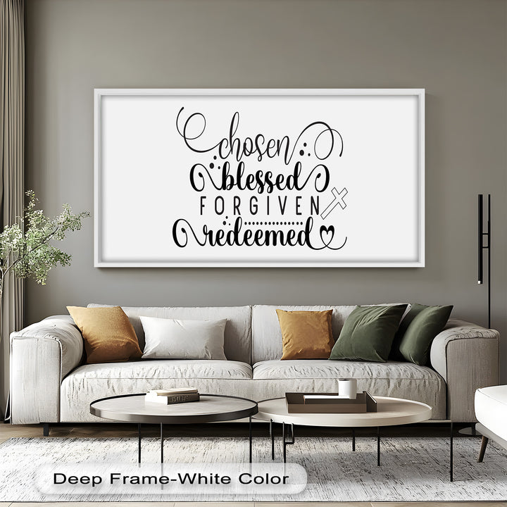 Chosen, Blessed, Forgiven, Redeemed – Bible Verse Oil Painting