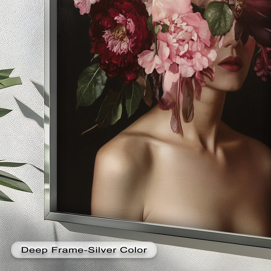Blossom Veil – Romantic Floral Portrait Oil Painting