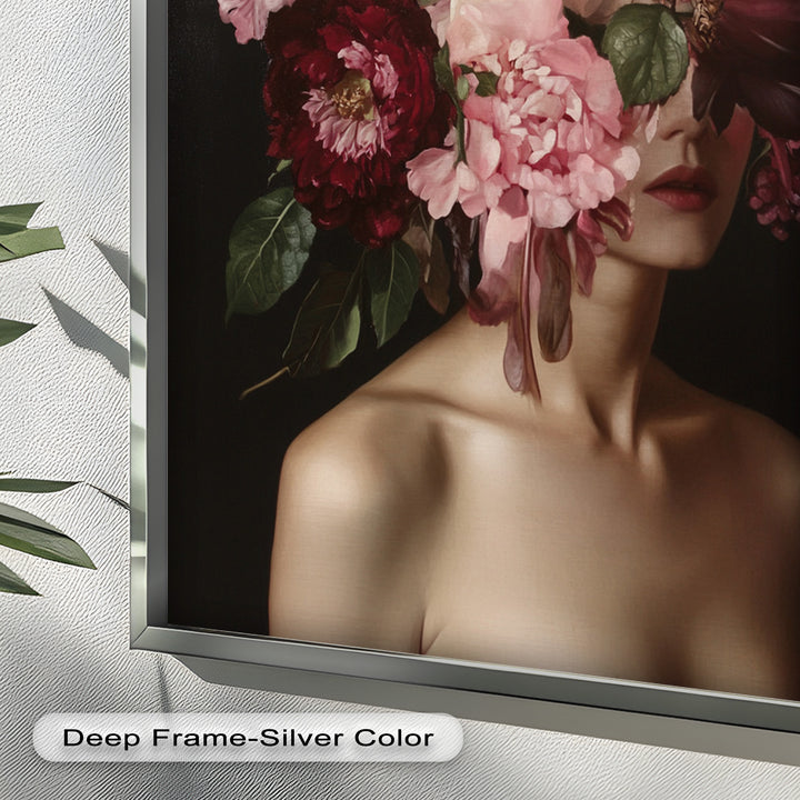 Blossom Veil – Romantic Floral Portrait Oil Painting
