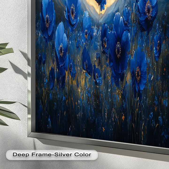 Blue Poppies Beneath a Twilight Sky - Flower Oil Painting