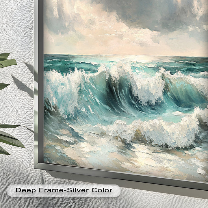 Coastal Wall Art - Turquoise Wave Seascape Oil Painting