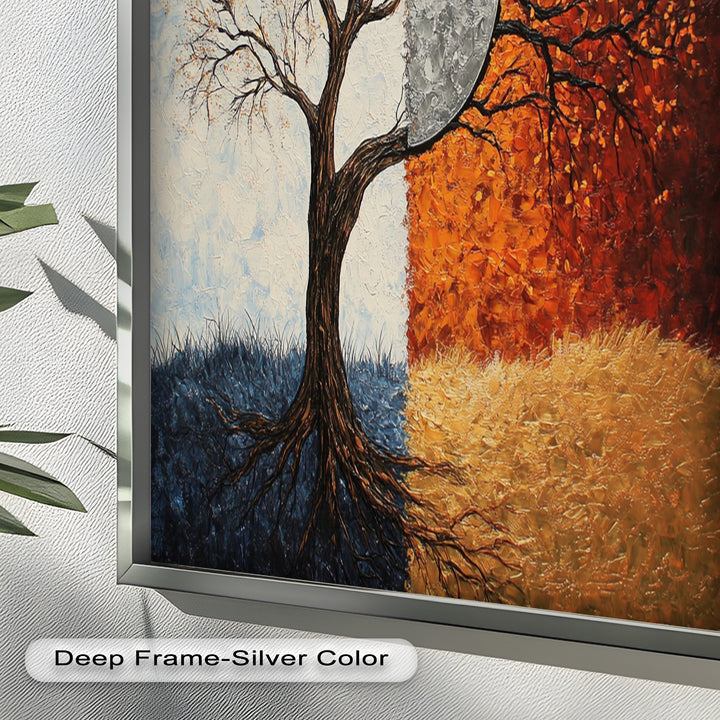 Duality of Seasons – Abstract Tree Oil Painting