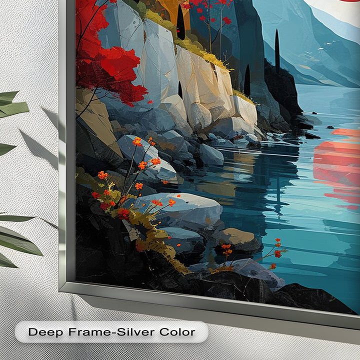 Celestial Cliffs – Surreal Coastal Landscape Picasso Oil Painting