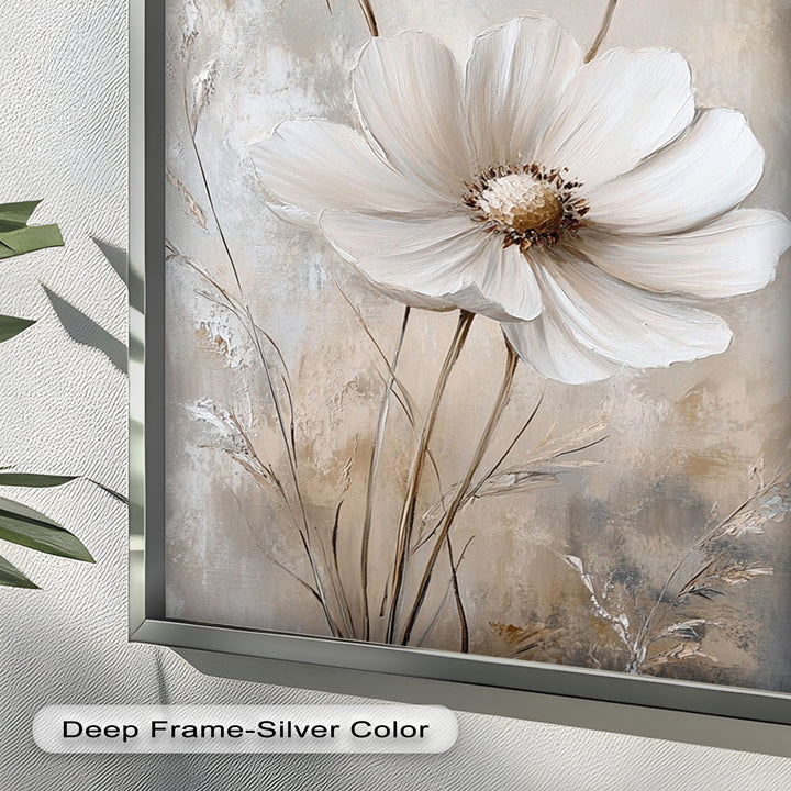 Soft Ivory Blooms – Neutral Flower Oil Painting